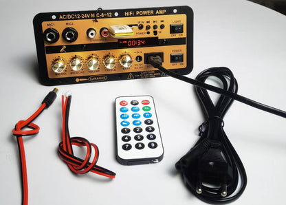 Placă amplificator DSP Bluetooth 12V/24V cu ecran, slot TF/USB, pentru sisteme auto-4092386