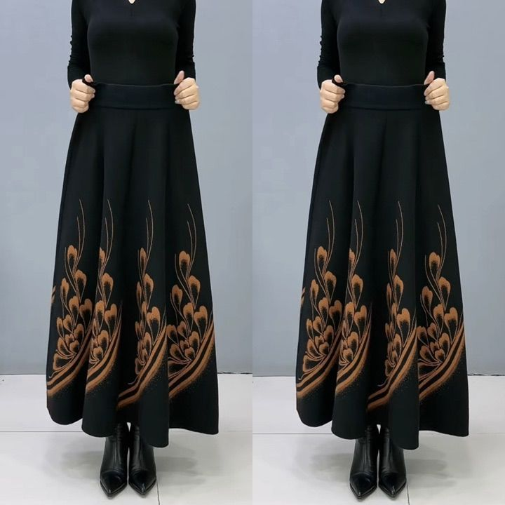 👗🎀【S-3XL】Všestranná pletená midi sukňa na jar a jeseň, elastická a zoštíhľujúca sukňa áčkového strihu
