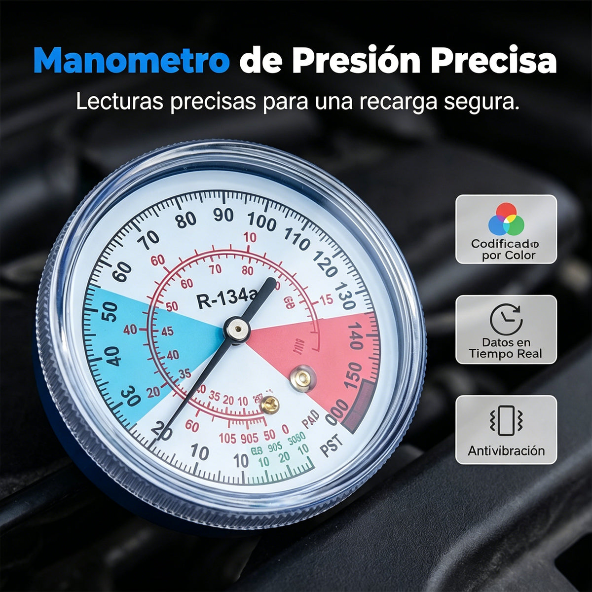 🔧❄️ Manguera de recarga de refrigerante AC R134a con manómetro – Antifugas, fácil de leer y compatible con coches, camiones o aire acondicionado doméstico – Recarga DIY segura 🚗