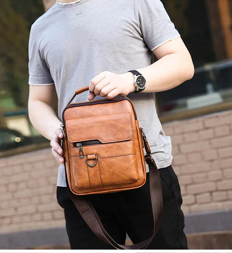🏆【Versión de piel auténtica de primera calidad】Bolso de hombro vintage informal de gran capacidad para hombre
