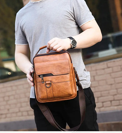 🏆【Versión de piel auténtica de primera calidad】Bolso de hombro vintage informal de gran capacidad para hombre