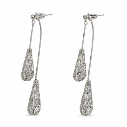 📢📢¡¡50% de descuento!! ⏰Pendientes de borla con circonita en forma de gota para mujer (diseño versátil)✨Elegantes pendientes colgantes chapados en oro