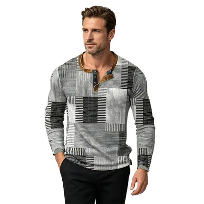 【Podzimní novinka – SLEVA 50 %】Pánské polo tričko s dlouhým rukávem a potiskem – Velikosti S–4XL