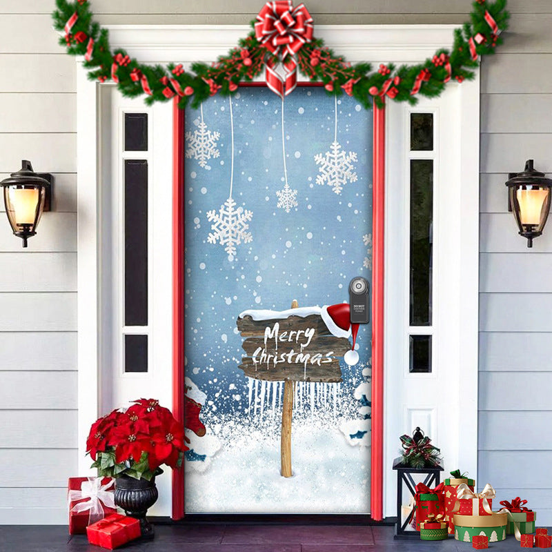 🎁🎄Nowa, najlepiej sprzedająca się w 2025 roku, materiałowa osłona na drzwi świąteczne [91 cm x 203 cm]
