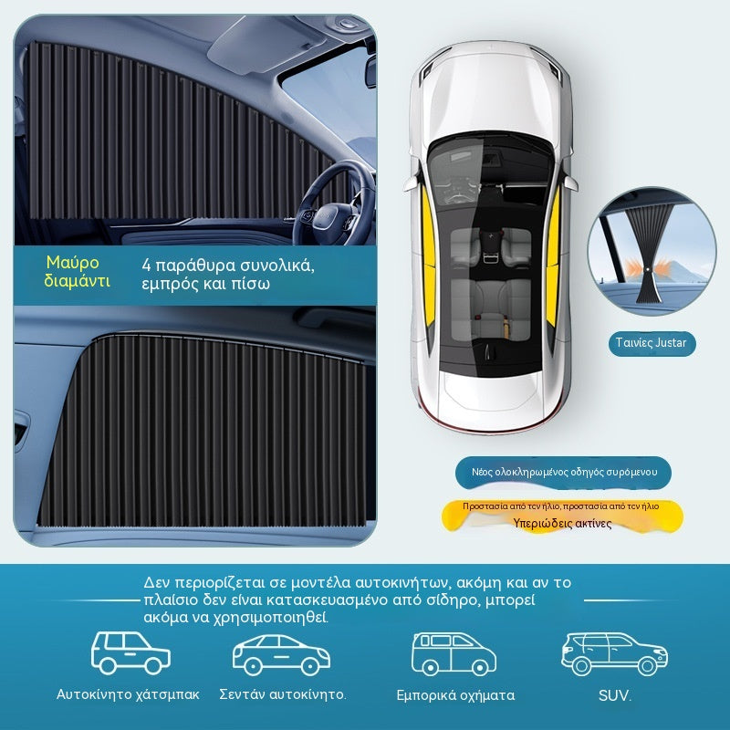 📍 Protector Solar para Ventanilla de Coche – con Riel Deslizante y Aislamiento Térmico