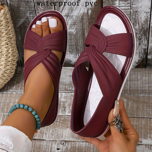 🔥✨【36-41】Sandalias planas ligeras con tiras cruzadas para mujer - Zapatos casuales de verano con diseño recortado
