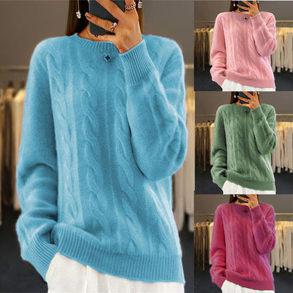 🔥✨【Нов есенен стил】【S-2XL】2025 Едноцветен висококачествен мек и удобен вълнен пуловер-4127451