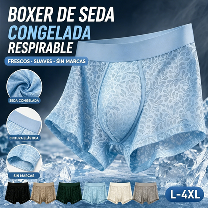 【L-4XL】Ropa interior de malla de seda helada para hombre, talla grande, transpirable.
