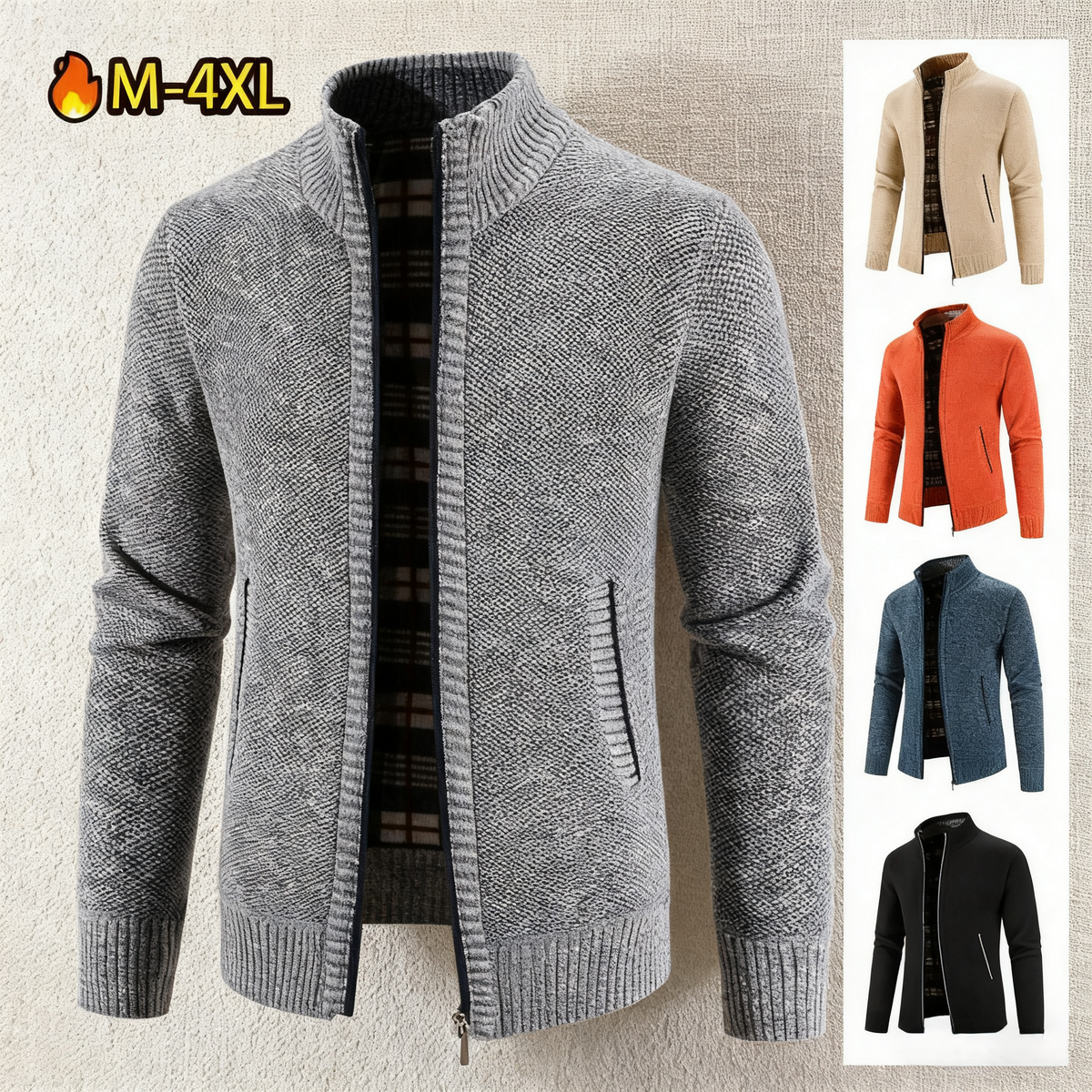❄️⛄️【M-3XL】Męska bluza z golfem i zamkiem błyskawicznym, casualowa, dzianinowa