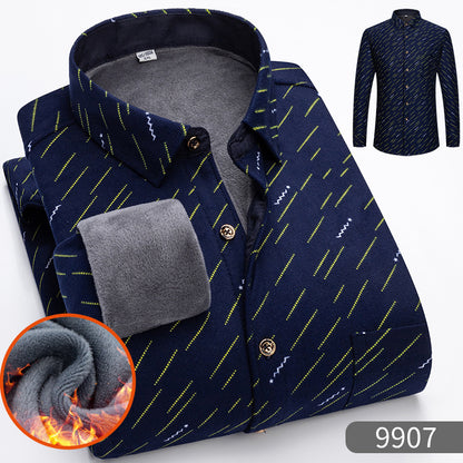 👔【L-5XL】Męska koszula biznesowa na jesień i zimę, ciepła, z długim rękawem