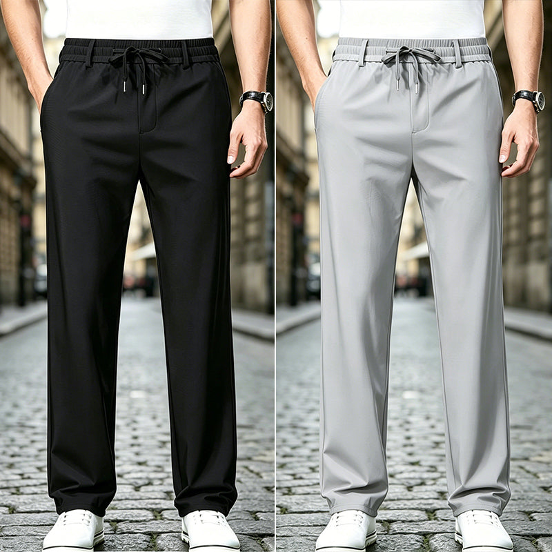 👖[Compra uno y llévate otro gratis] Pantalones casuales de pierna recta: confeccionados con un material elástico, delicado y transpirable para una máxima comodidad.