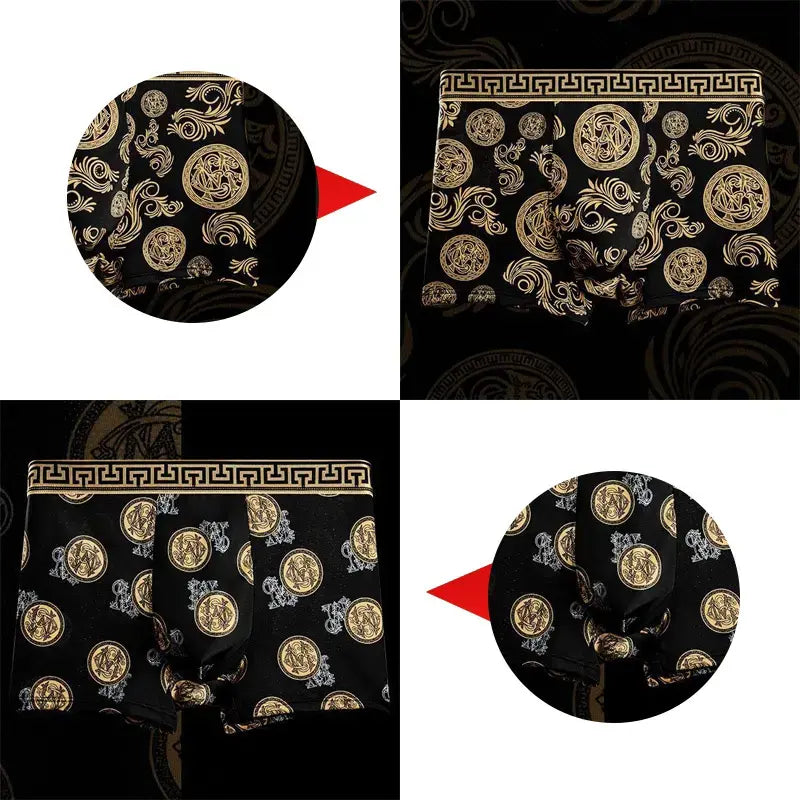 🚹✅【1 sada o 5 kusech】💥Pánské spodní prádlo z prodyšného materiálu „ice fiber“, pohodlné a bezešvé, dostupné ve velkých velikostech, s módním potiskem【40–140 kg】