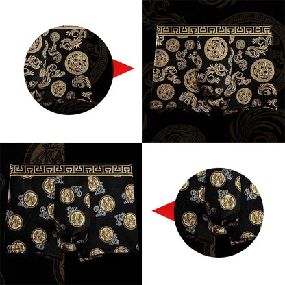 🚹✅【1 sada o 5 kusech】💥Pánské spodní prádlo z prodyšného materiálu „ice fiber“, pohodlné a bezešvé, dostupné ve velkých velikostech, s módním potiskem【40–140 kg】