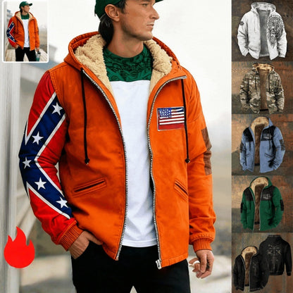 🧥✨【S-5XL】🔥⛄Nowa męska bluza z kapturem i zamkiem błyskawicznym w stylu retro, druk cyfrowy 3D