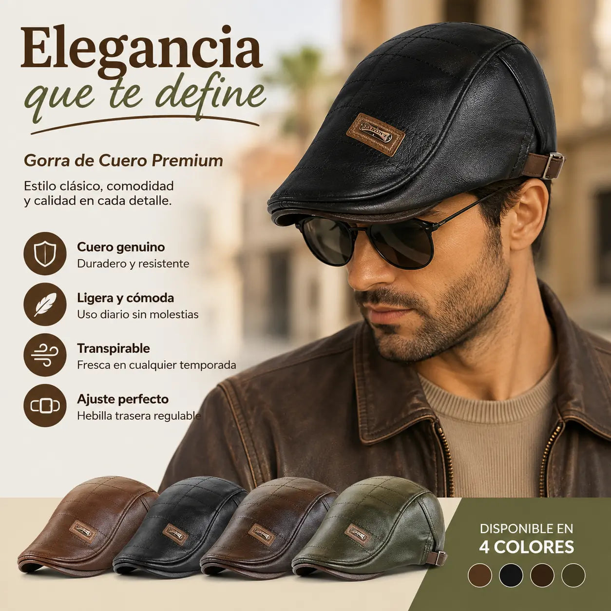 🧢🔥 Boina de cuero genuino con estilo vintage – Calidad premium y diseño atemporal ✨