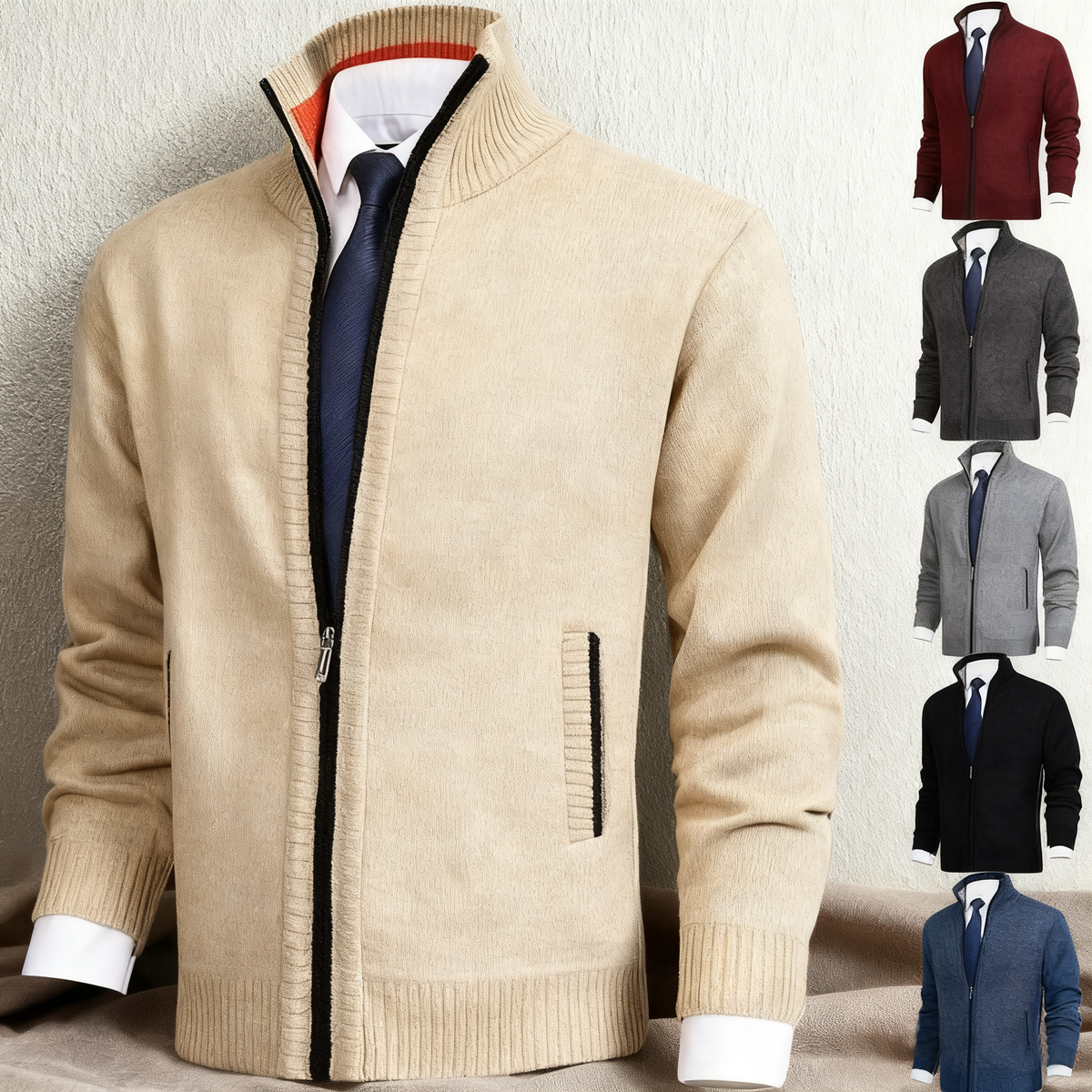 ❄️⛄️【M-3XL】Męska bluza z golfem i zamkiem błyskawicznym, casualowa, dzianinowa