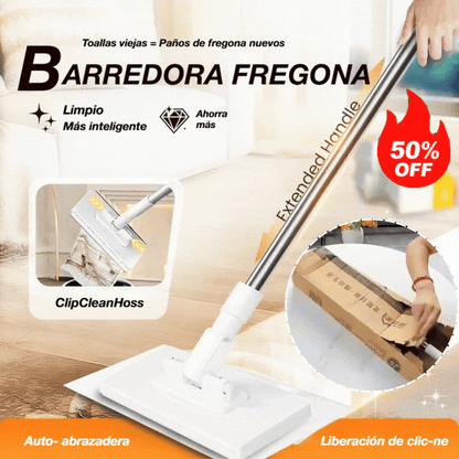 【Set de 4】Trapeador multifuncional con clip de tela, nuevo trapeador doméstico que no requiere lavado