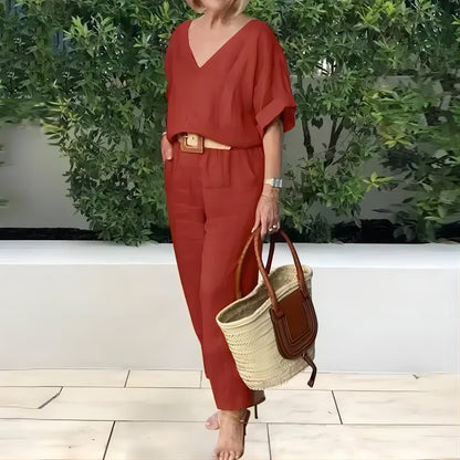 🔥🎉【S-5XL】Conjunto de verano para mujer de algodón y lino transpirable: ligero y cómodo.