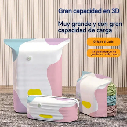 🧳【Juego de 5 piezas】💨 Bolsa de almacenamiento al vacío grande y compresible: no requiere bomba, es a prueba de fugas e ideal para ahorrar espacio en maletas y en casa ✈️