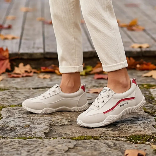【35–40】👟Dámské sportovní boty v německém stylu s kulatou špičkou – lehké, prodyšné, ploché, boty na každodenní nošení – klasický bílý design