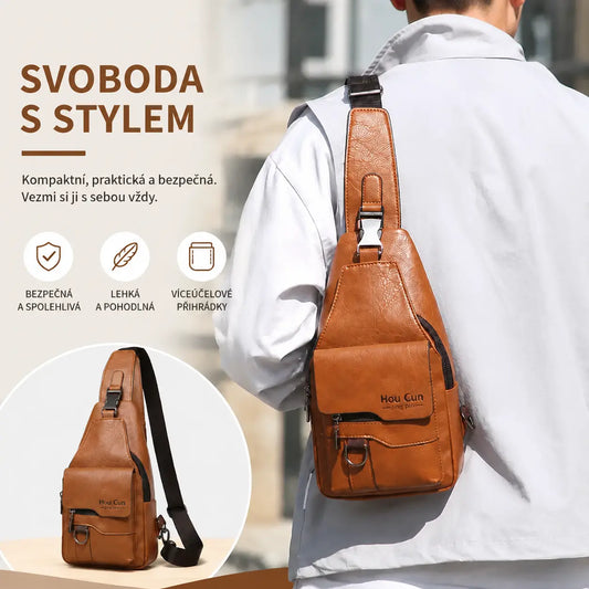 🎒 Nepromokavá taška přes rameno z pravé kůže v retro stylu: nezbytný doplněk pro každodenní dojíždění.