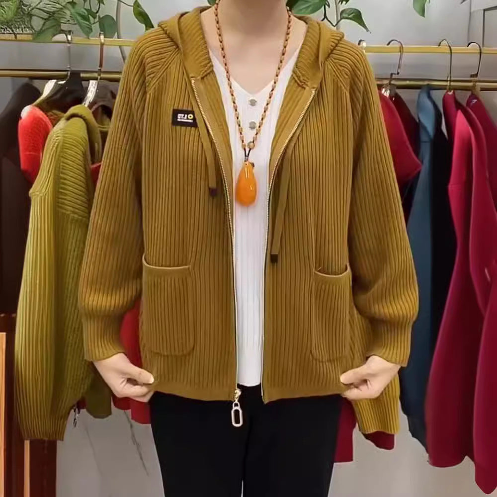2025 Nový zip s monogramem a kapucí s vertikálním pruhem