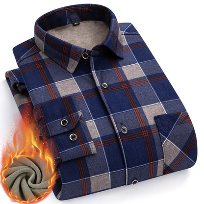 👔【Velikosti L–5XL】Nová pánská termo košile s oboustranným flísem na podzim a zimu – moderní a univerzální.