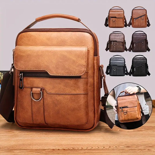 🏆【Versión de piel auténtica de primera calidad】Bolso de hombro vintage informal de gran capacidad para hombre