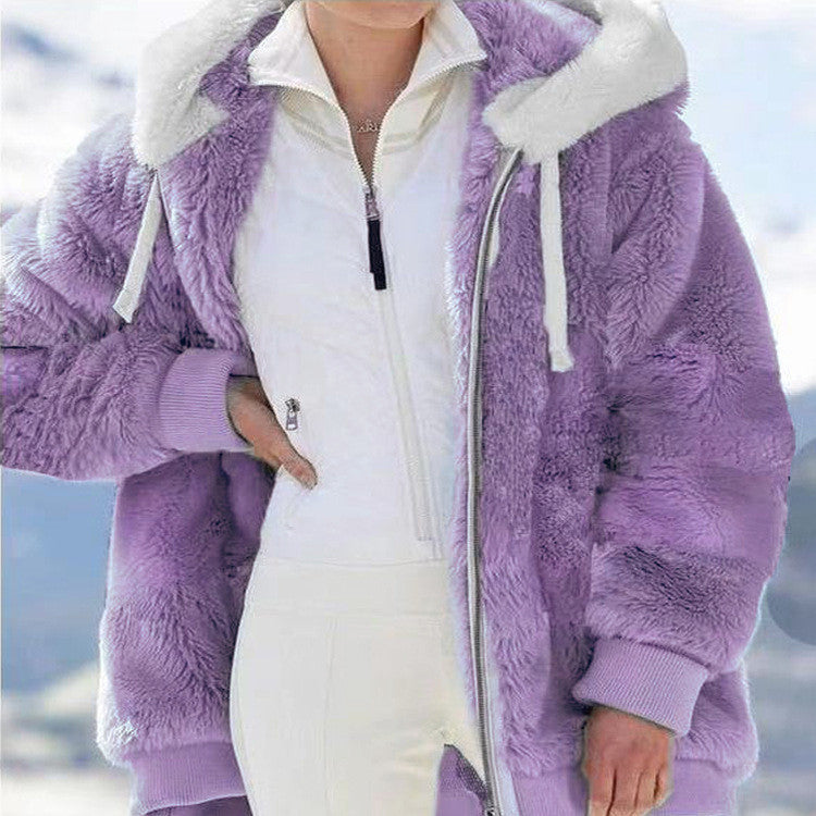 ☃️Descuento por tiempo limitado 39%❄️【S-5XL】Chaqueta de rayas contrastantes de felpa gruesa para mujer 2026