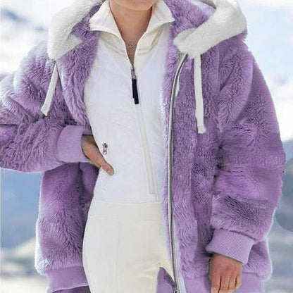 ☃️Descuento por tiempo limitado 39%❄️【S-5XL】Chaqueta de rayas contrastantes de felpa gruesa para mujer 2026