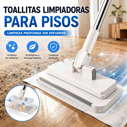 【Set de 4】Trapeador multifuncional con clip de tela, nuevo trapeador doméstico que no requiere lavado
