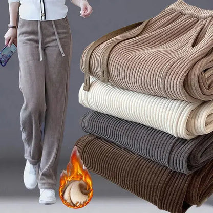 【40–110 kg】💖Nuevos pantalones casuales de mujer, holgados, elásticos y con forro polar.