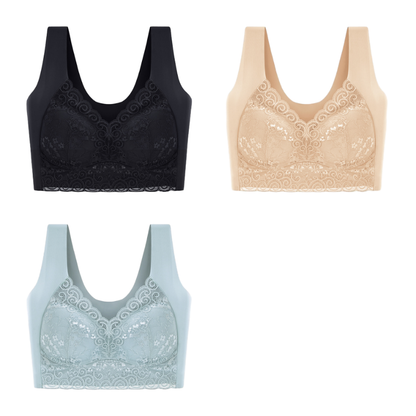 【3 kusů】💗 Ultra pohodlná podprsenka velké velikosti pro ženy - tvaruje velká prsa, boční opora, nesvírá, korekce prověšení, bezešvá, tenký střih💥【40-110 kg】