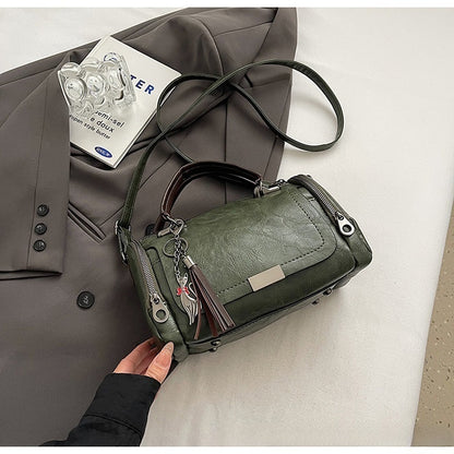 👜Bolso bandolera para mujer con diseño de borlas de estilo retro y patchwork de color liso, 2026