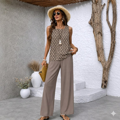 【S-3XL】VERDALISSE | Conjunto Fresco Brisa de 2 Piezas | Set de Verano Ligero y Elegante Multicolor