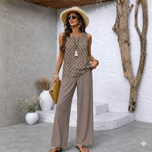 【S-3XL】VERDALISSE | Conjunto Fresco Brisa de 2 Piezas | Set de Verano Ligero y Elegante Multicolor