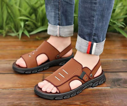 👍😎 (38-44)💥Nuevas sandalias de playa de cuero con suela gruesa para hombre-4332317