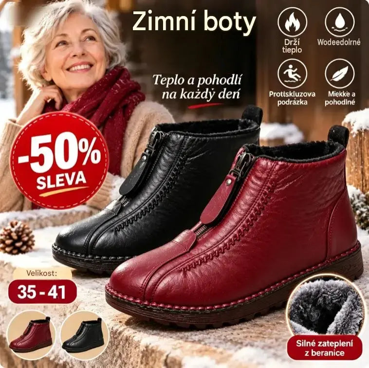 ✨ Podzimní a zimní nabídka【vel. 35–41】Dámské kotníkové zimní boty s hřejivou podšívkou pro plnější chodidla, voděodolné a protiskluzové