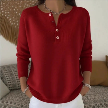 【S-3XL】Női egyszerkeszű V-faszkú pulóver, laza és casual stílusú-4174688