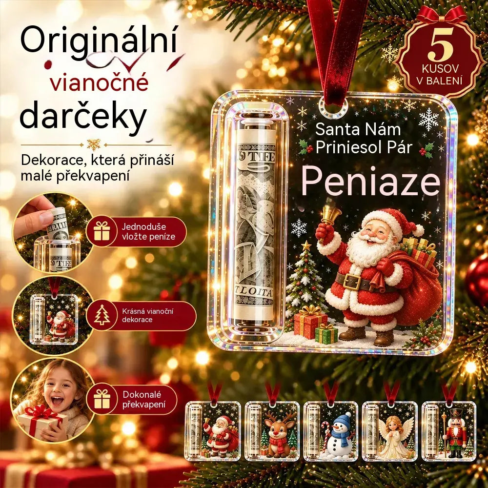 Sada 5 kusů za 560 Kč🎄 Vánoční ozdoba na peníze ✨ Ozdoba na vánoční stromeček, která ukrývá bankovky – kreativní a překvapivý sváteční dárek.