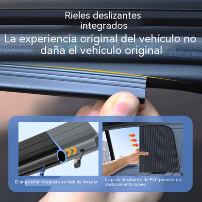 [Juego de 4 piezas] Cortina parasol con riel deslizante para ventana de coche y aislamiento térmico