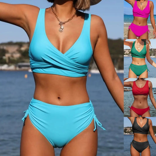 🌴【S-3XL】Nové dámské jednoduché jednobarevné, rychleschnoucí, pohodlné a prodyšné bikiny pro léto 2026