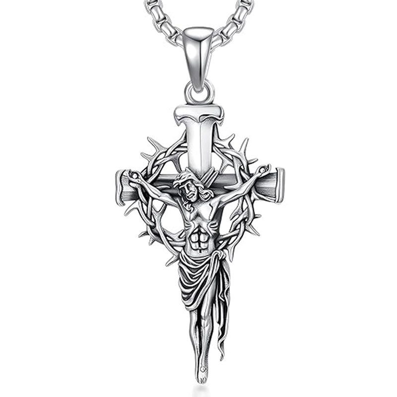 🔥【¡50% de descuento!】Collar con colgante de cruz y halo de espinas