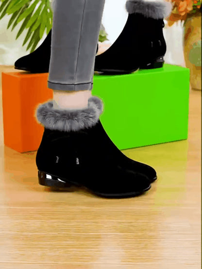 😍😍【35-41】 Mehki usnjeni škornji z okroglo konico in srednjo peto