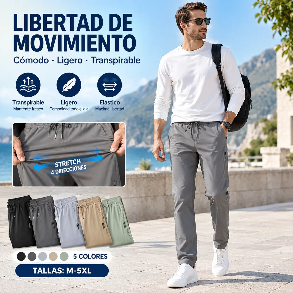 Juego de 2 piezas【M-5XL】2026 Nuevos pantalones elásticos casuales para hombre, cómodos y elegantes