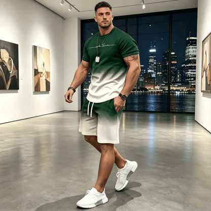 👔👖[Camiseta de manga corta + Pantalones cortos 🔥] [40-100 kg] Traje deportivo casual de verano para hombre, tallas grandes ✅️ Pago contra entrega