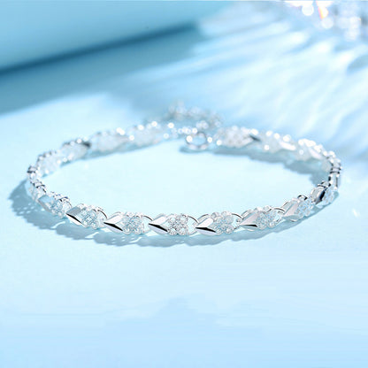 😀👉【Vásárolj egyet, kapsz egyet ingyen】💖🍀Tetszik az új divatos 925-ös ezüst négylevelű lóhere női karkötő-4169282