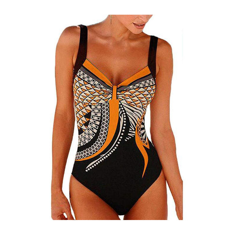 🩱Último día - 50% de descuento【S-3XL（45-85KG）】Nuevo traje de baño de una pieza con estampado retro 2026