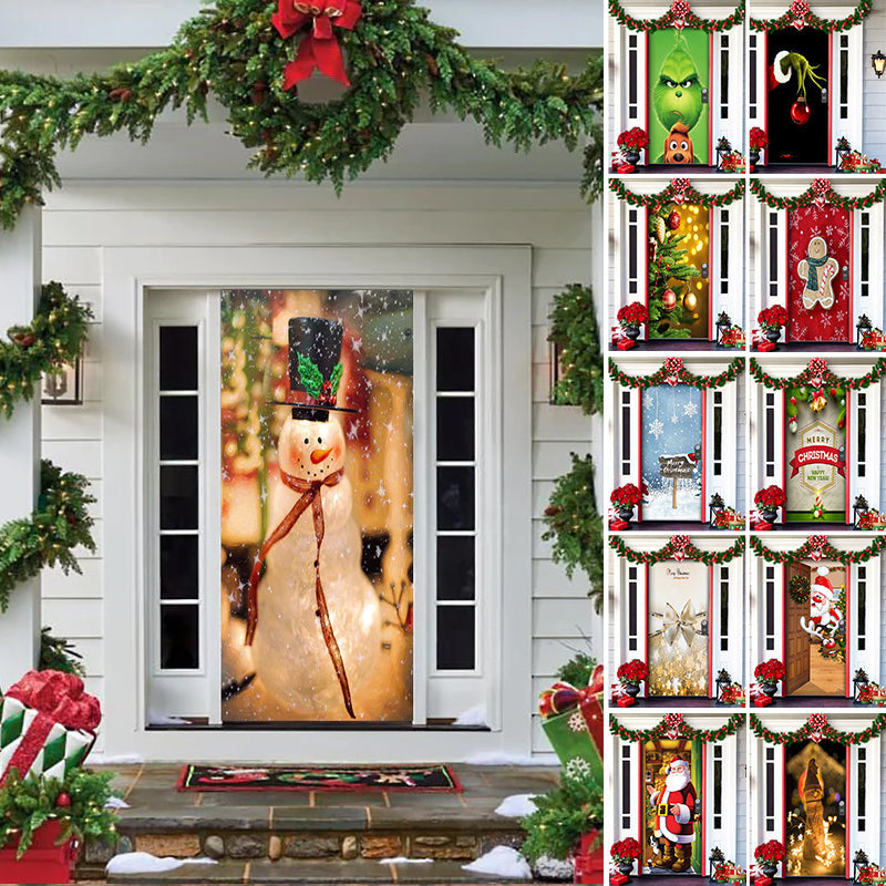 🎁🎄Nowa, najlepiej sprzedająca się w 2025 roku, materiałowa osłona na drzwi świąteczne [91 cm x 203 cm]