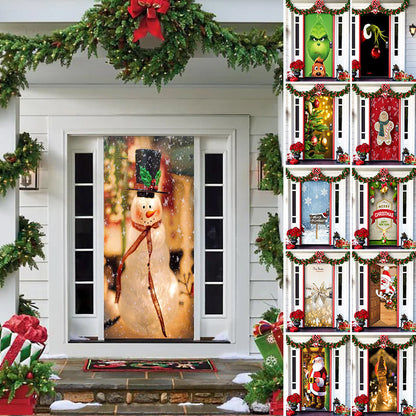 🎁🎄Nowa, najlepiej sprzedająca się w 2025 roku, materiałowa osłona na drzwi świąteczne [91 cm x 203 cm]